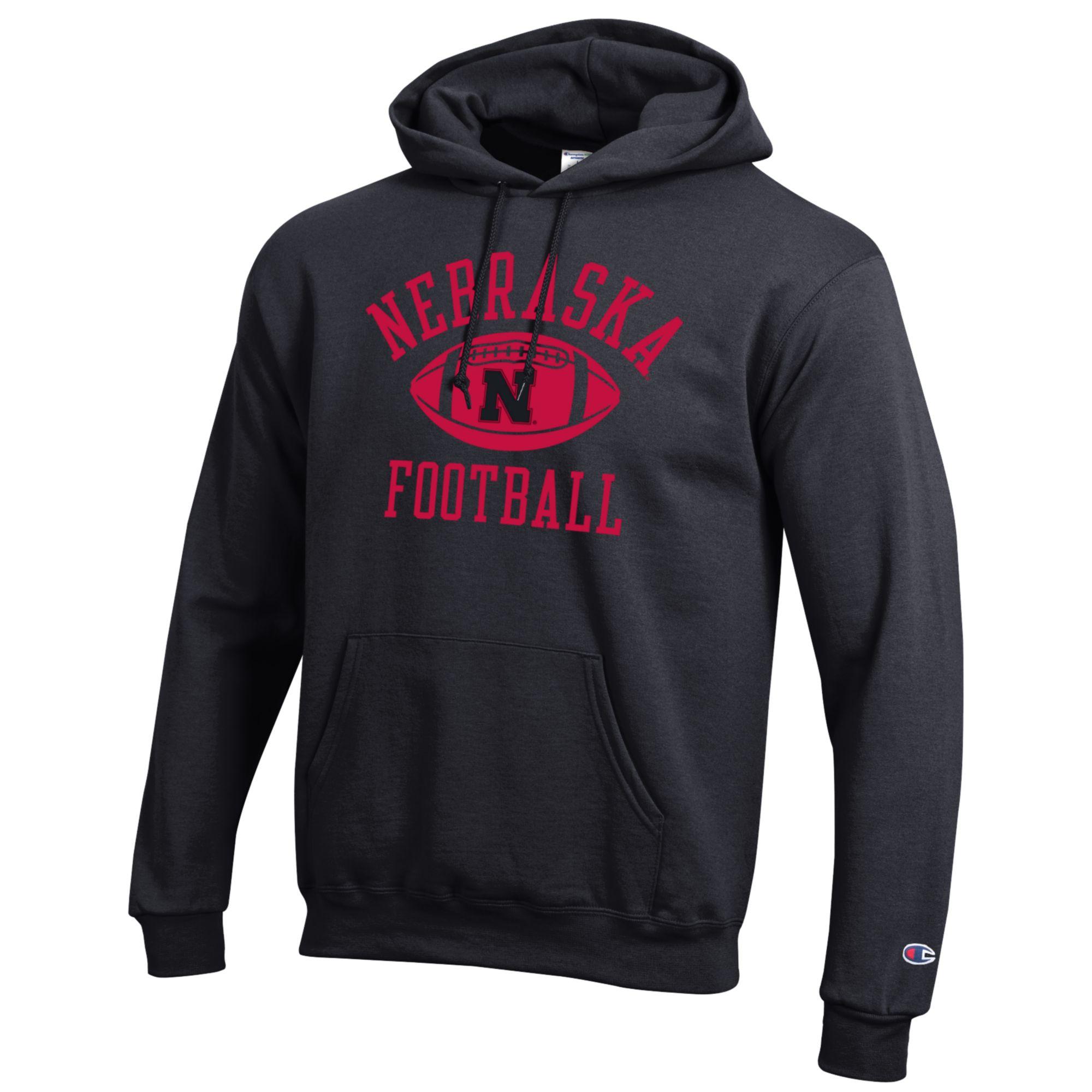 Black Nebraska Football Graphic N Hoodie - Nebraska Cornhuskers