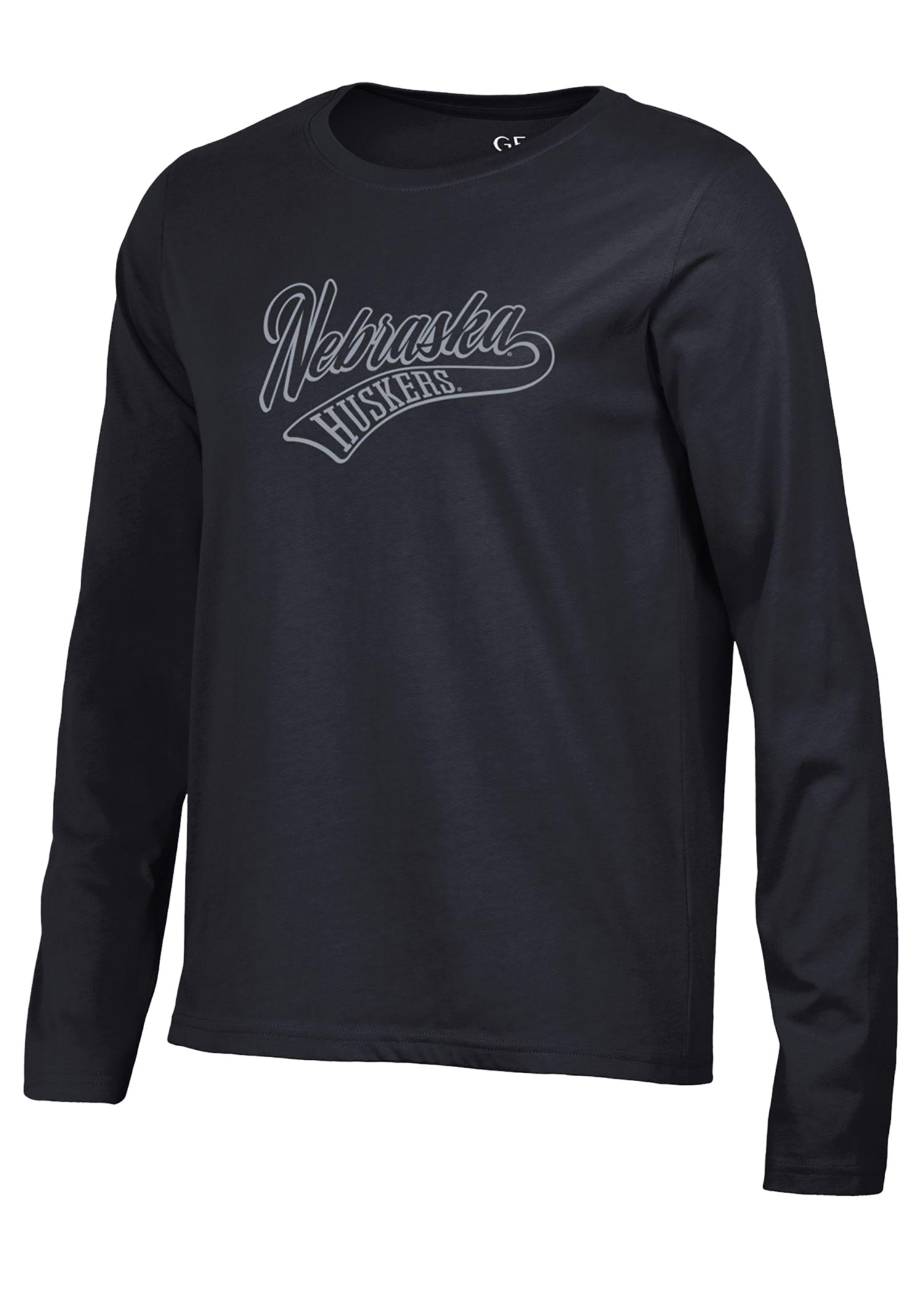 Black Shiny Script Long Sleeve Tee - Nebraska Cornhuskers