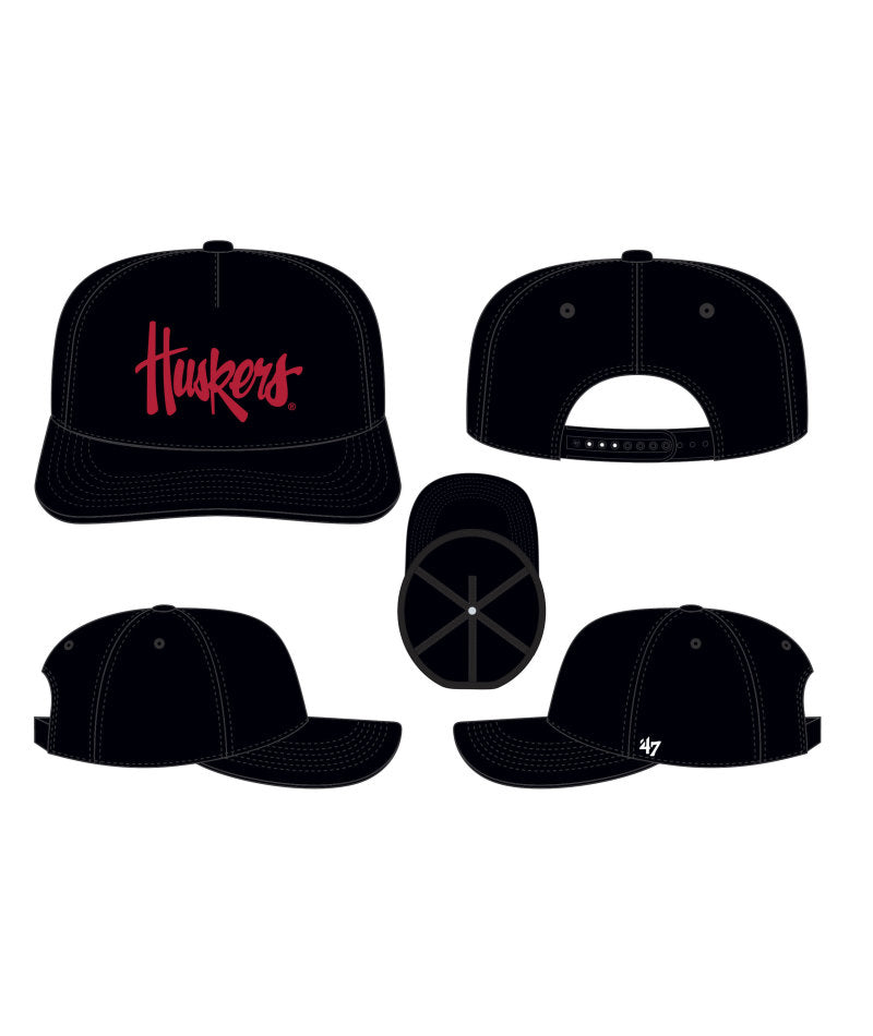 Black '47 Hitch Hat, Curved Bill, Snapback - Nebraska Cornhuskers