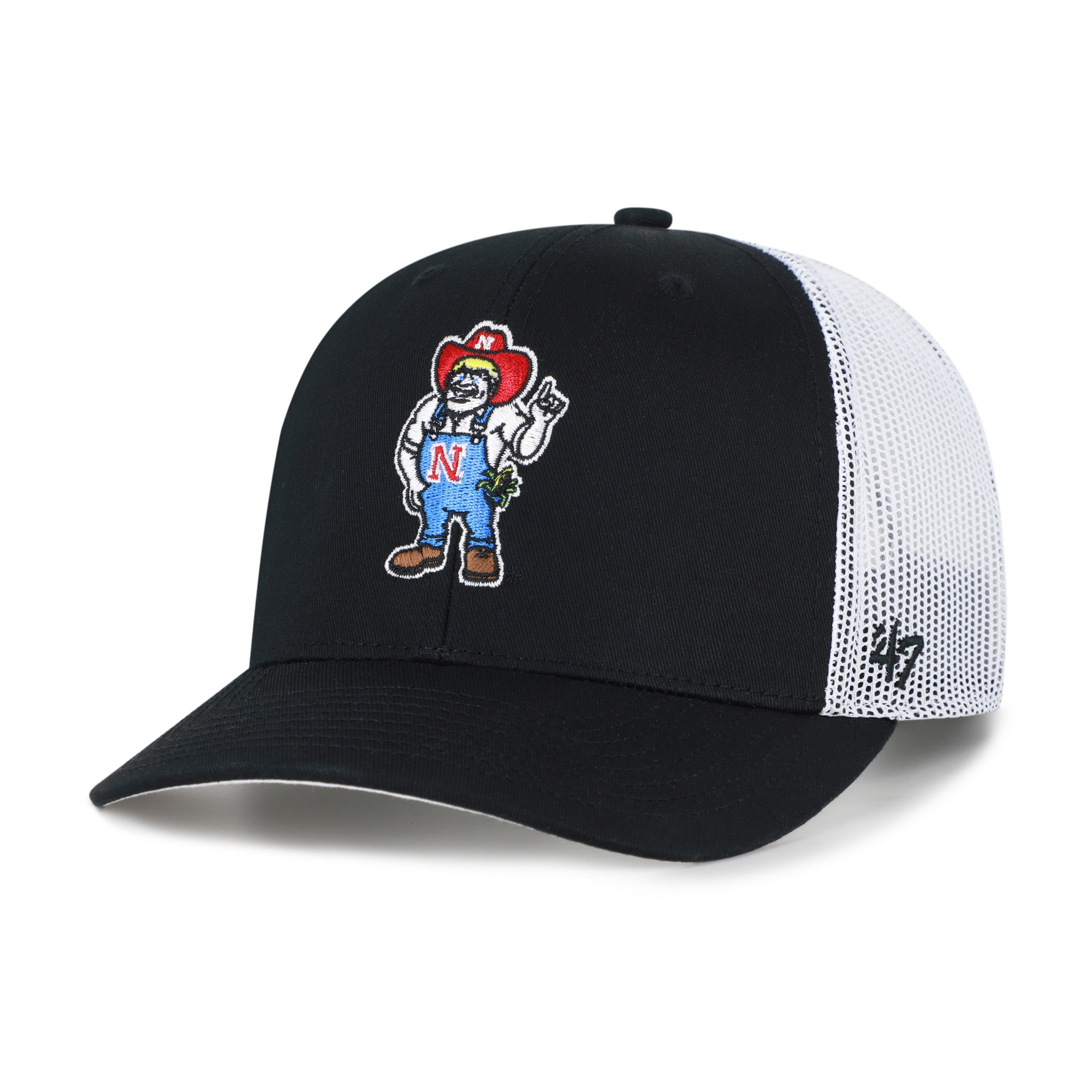 Black '47 Trucker Hat, Curved Bill, Snapback - Nebraska Cornhuskers