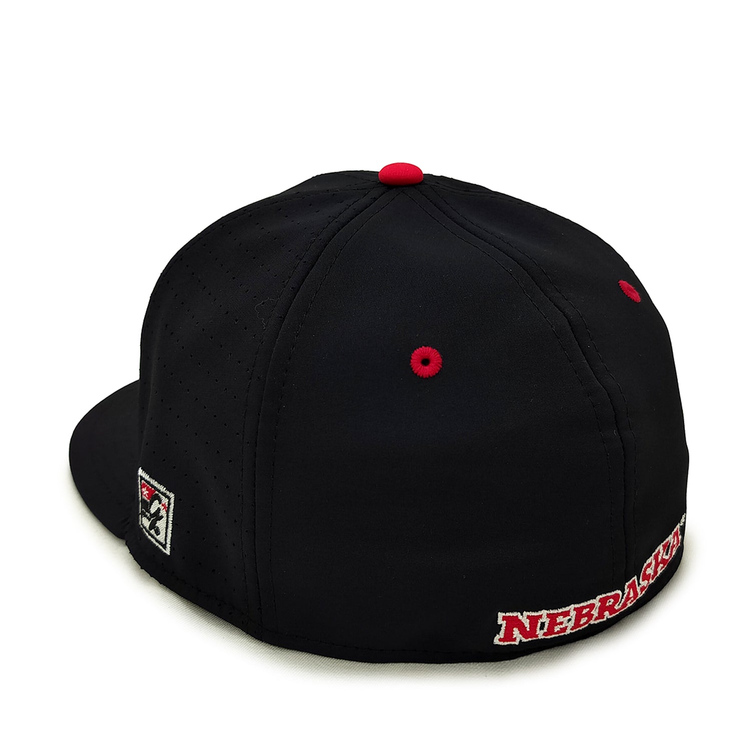 Black on Black Hat, Fitted, Flat Bill - Nebraska Cornhuskers