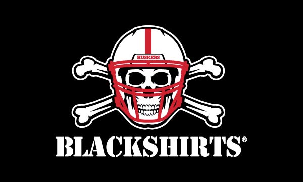 Blackshirts - Flag Single Sided Applique 3ft x 5ft Grommets Nebraska Cornhuskers
