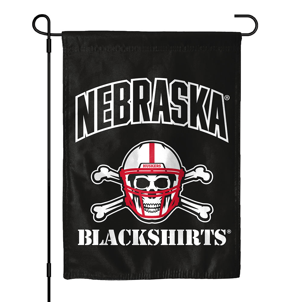 Blackshirts - Garden Flags Double Sided Silk Screened 13in x 18in Nebraska Cornhuskers