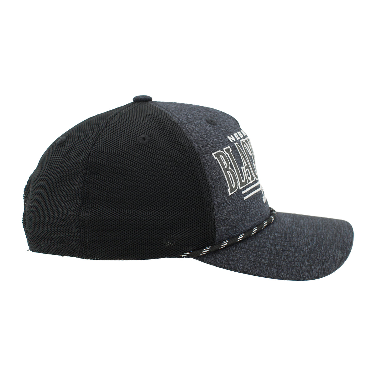 Blackshirts Cypher Hat in Black with Rope, Pre-Curved Bill, Snapback - Nebraska Cornhuskers