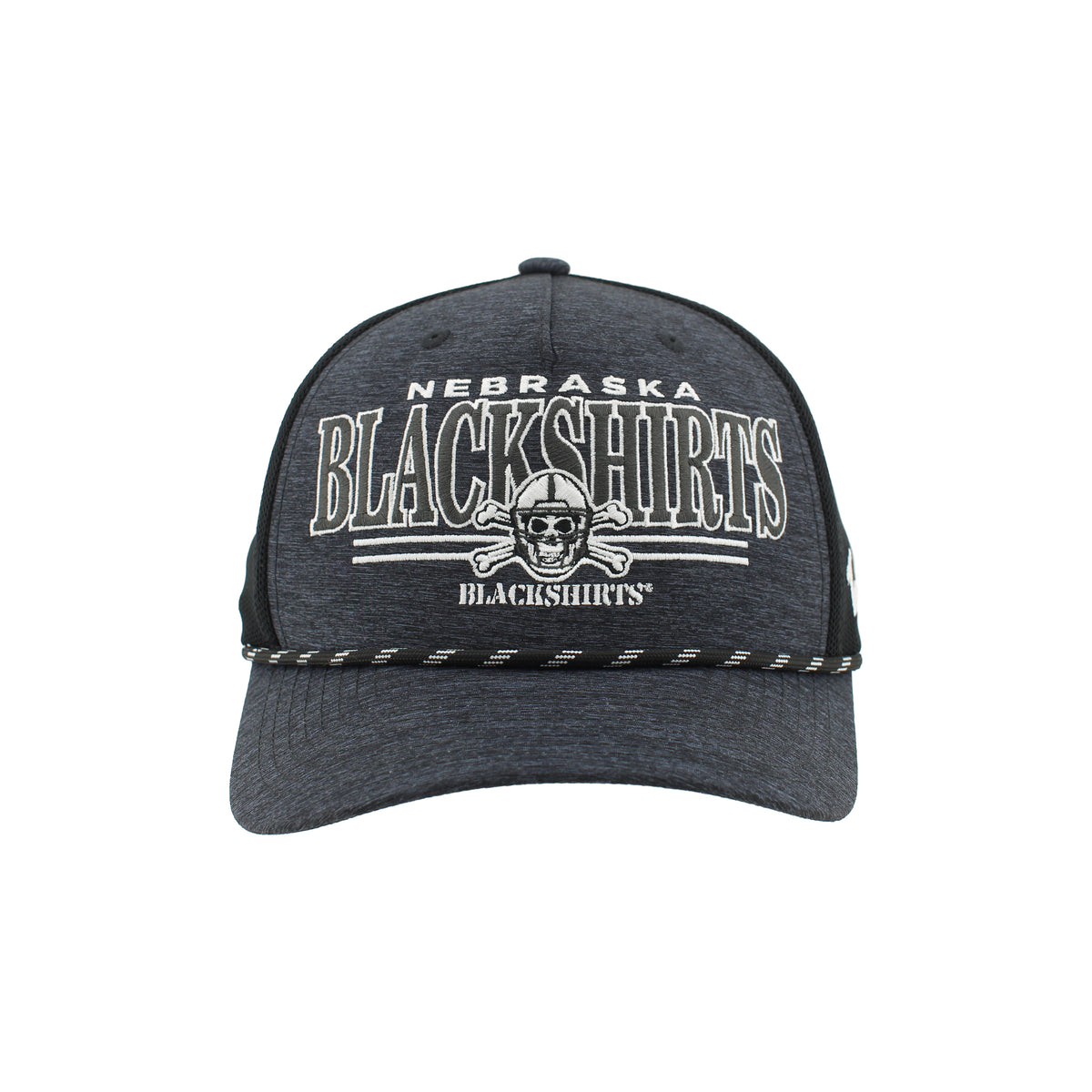 Blackshirts Cypher Hat in Black with Rope, Pre-Curved Bill, Snapback - Nebraska Cornhuskers