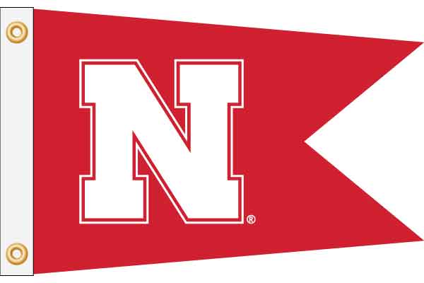 Block N - Swallowtail - Golf / Boat Flag Single Sided Silk Screened 12in x 18in Grommet Nebraska Cornhuskers