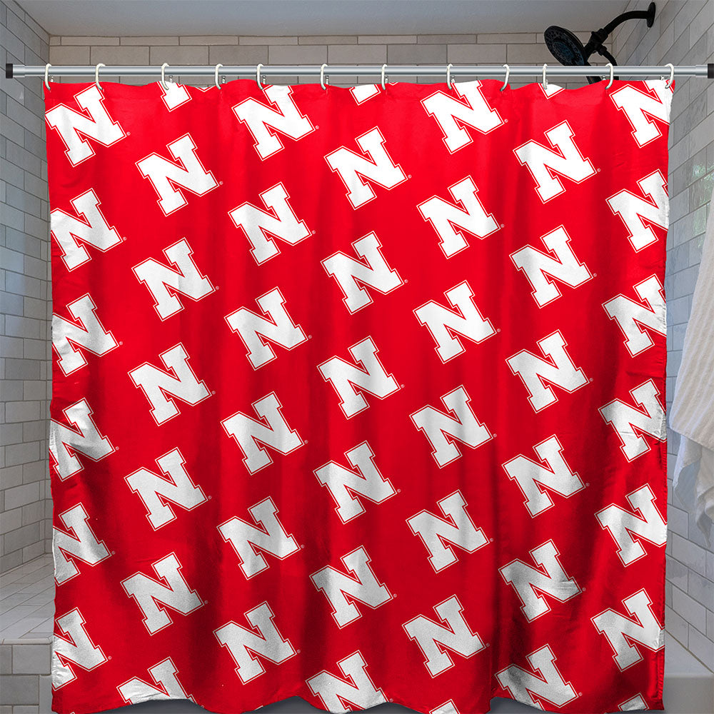 Block N Red - Shower Curtain 72in x 72in Nebraska Cornhuskers