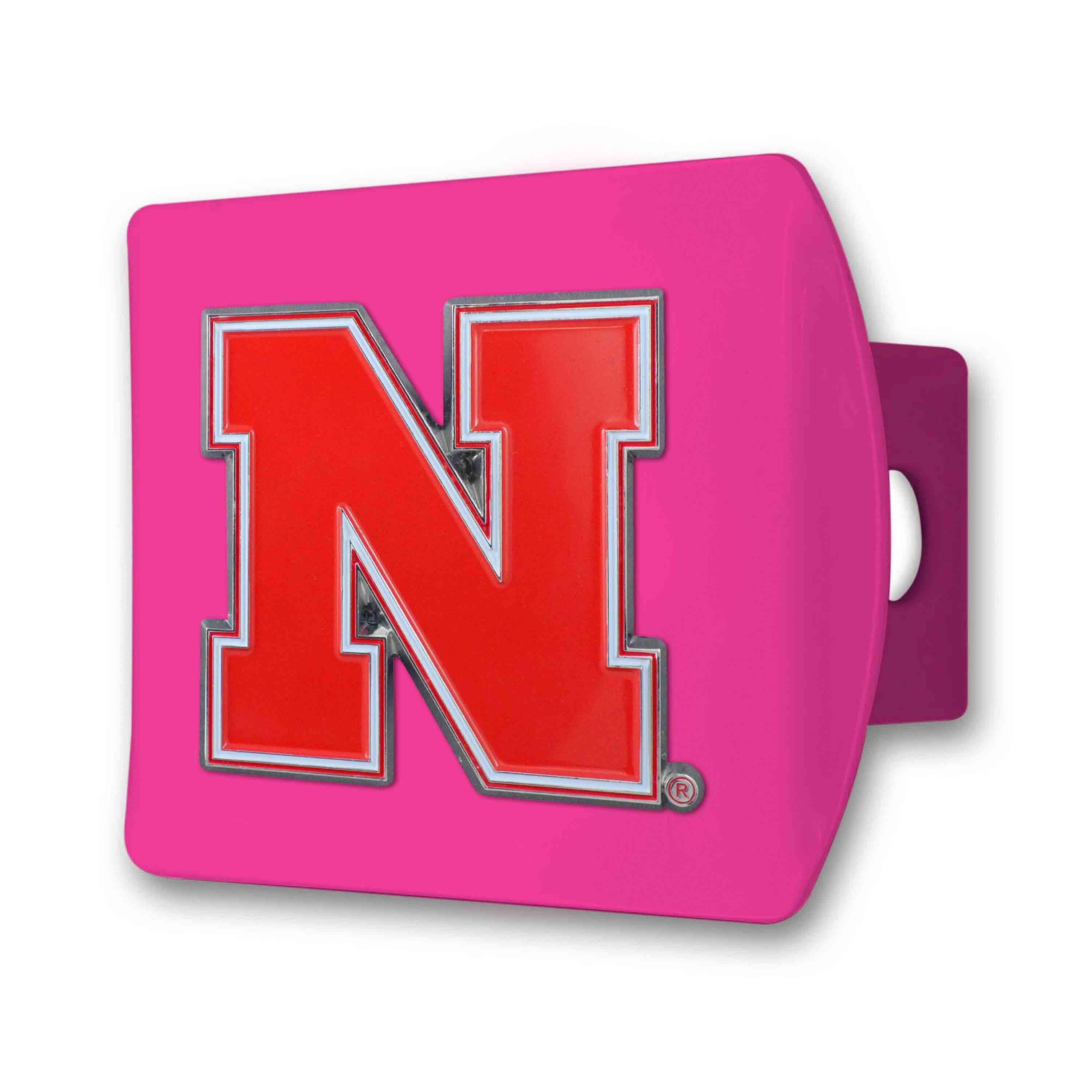 Block N Red on Pink Hitch Cover - Nebraska Cornhuskers