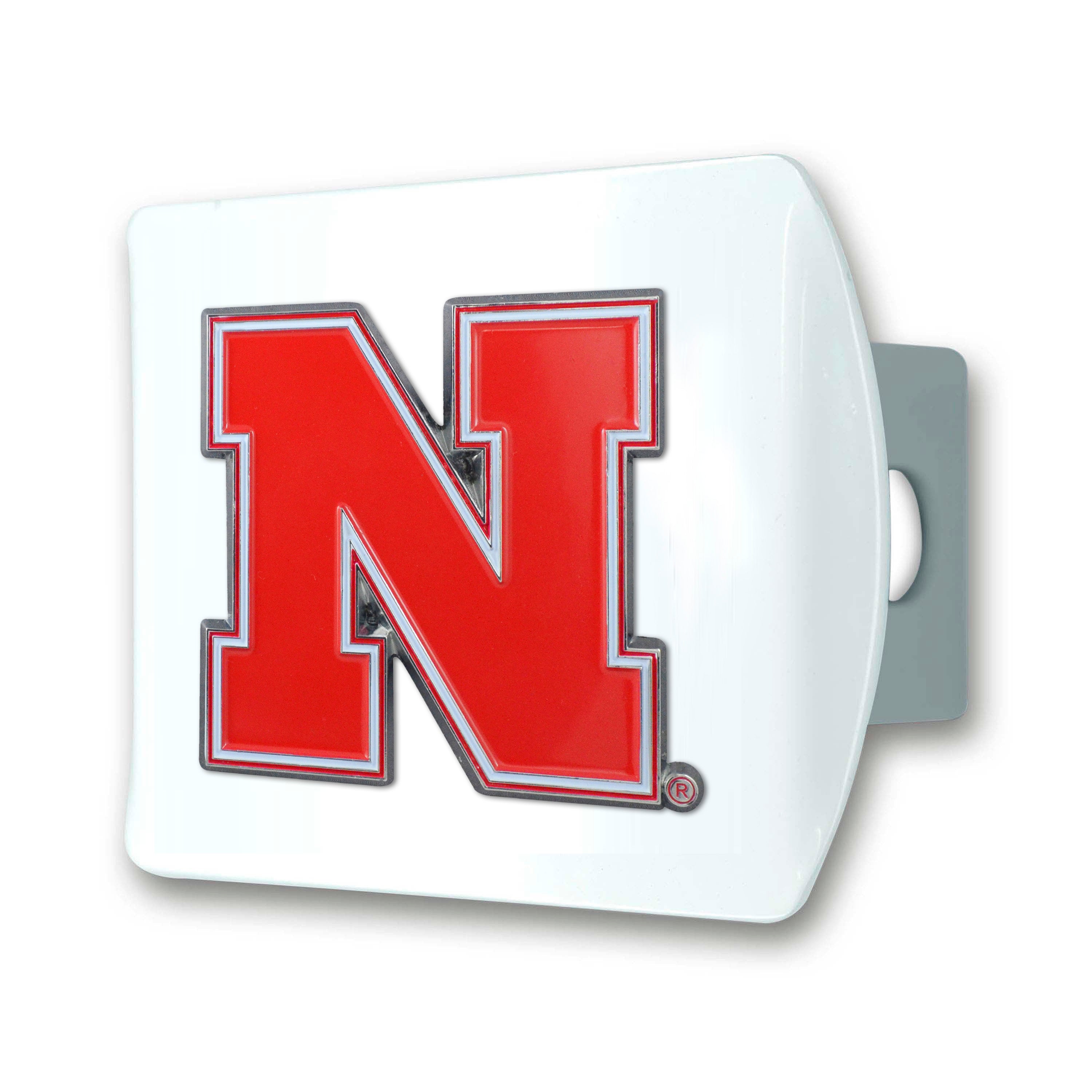 Block N Red on White Hitch Cover - Nebraska Cornhuskers