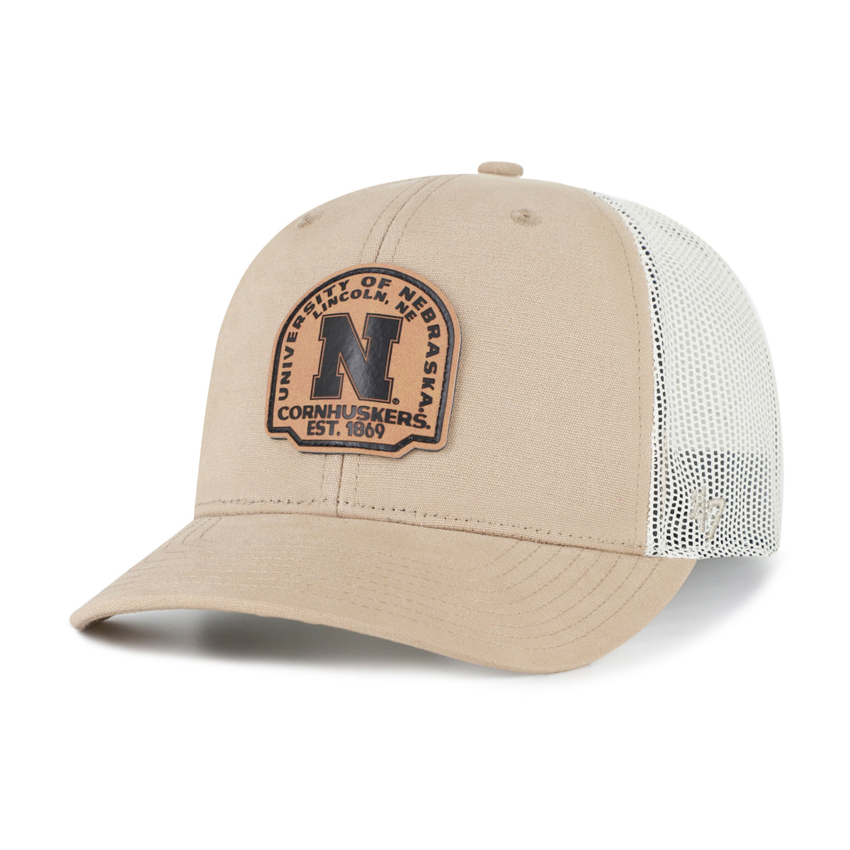 Khaki Bonehide '47 Trucker Hat, Curved Bill, Snapback - Nebraska Cornhuskers