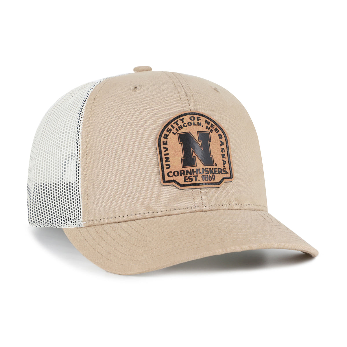 Khaki Bonehide '47 Trucker Hat, Curved Bill, Snapback - Nebraska Cornhuskers