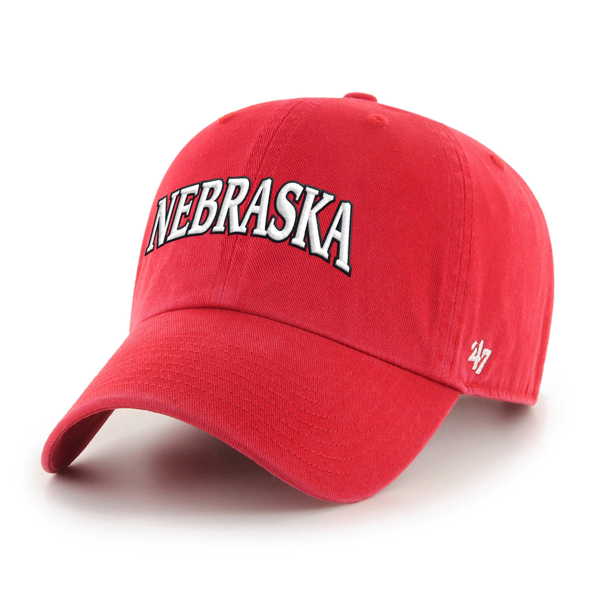 Nebraska Raised Embroidery '47 Clean Up Hat, Curved Bill, Strapback - Nebraska Cornhuskers
