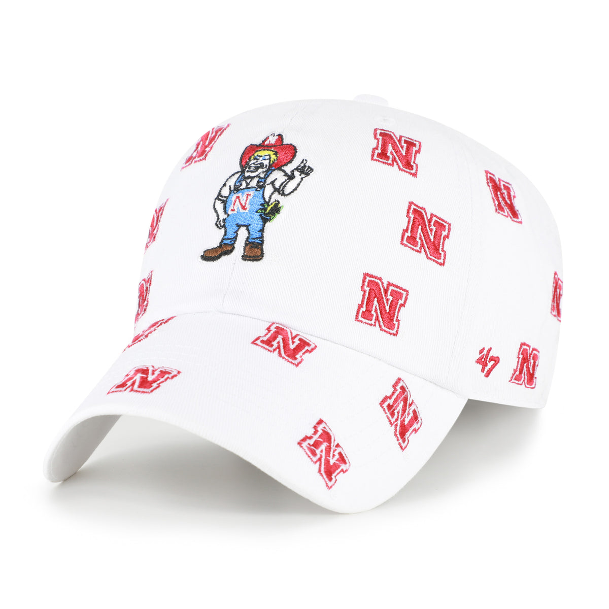 White Confetti '47 Clean Up Hat, Curved Bill, Strapback - Nebraska Cornhuskers
