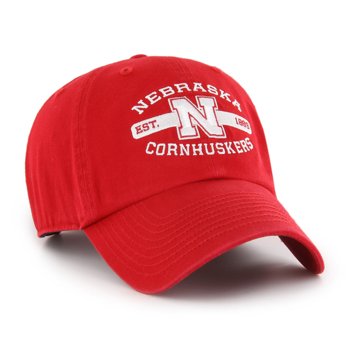 Red Cornhuskers '47 Clean Up Hat, Curved Bill, Strapback - Nebraska Cornhuskers