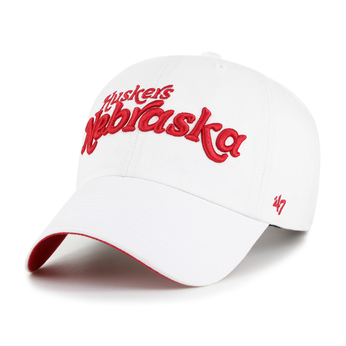 Women's White Nebraska '47 Clean Up Hat, Curved Bill, Strapback - Nebraska Cornhuskers