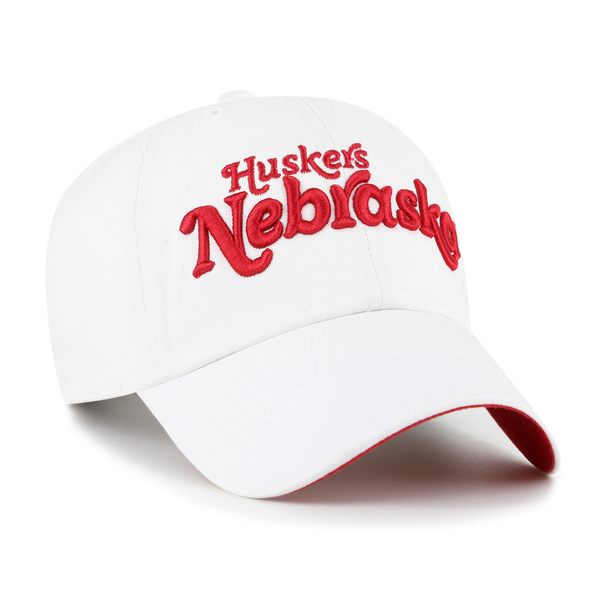 Women's White Nebraska '47 Clean Up Hat, Curved Bill, Strapback - Nebraska Cornhuskers