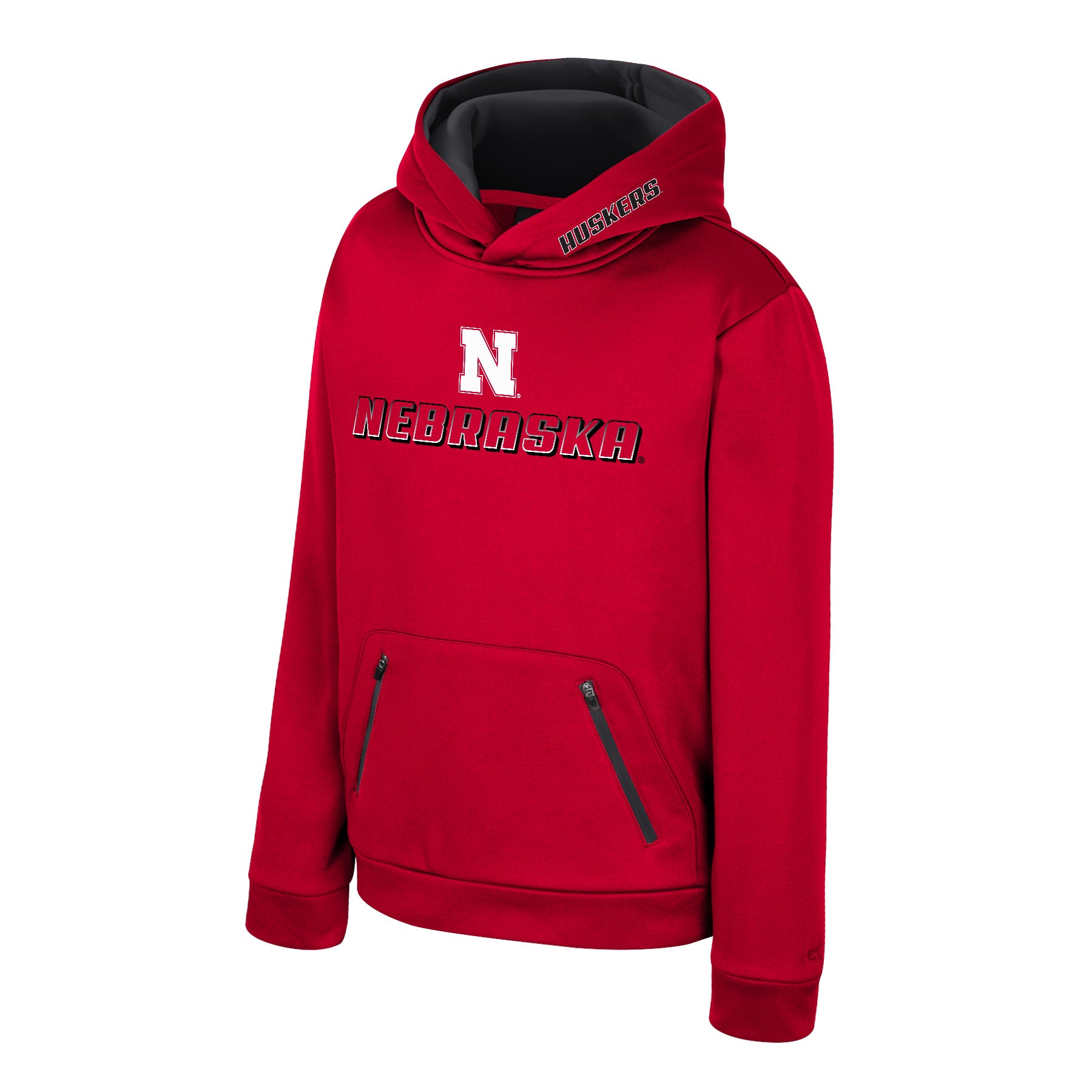 Youth Red Hoodie - Zippered Pocket Nebraska Cornhuskers