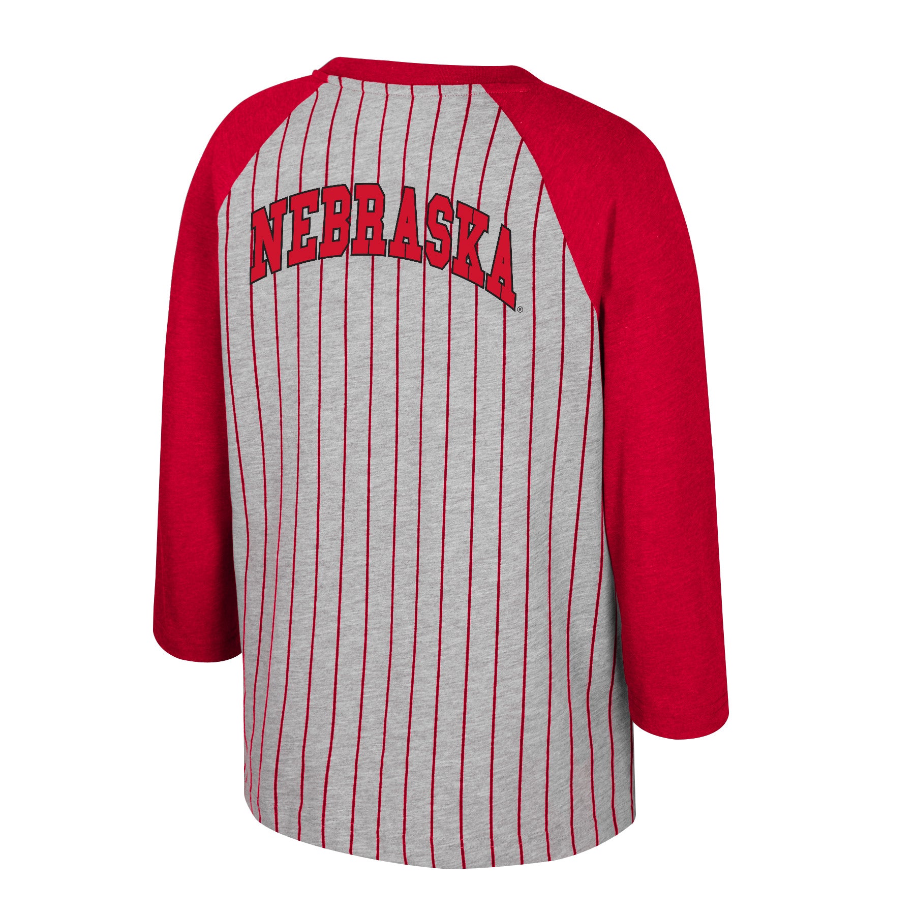 Youth Fire Hawks Baseball 3/4 Raglan - Heather Grey - Nebraska Cornhuskers