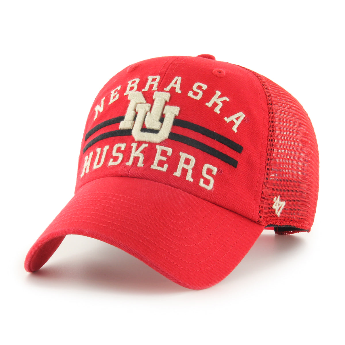 NU '47 Clean Up Trucker Hat, Curved Bill, Snapback - Nebraska Cornhuskers