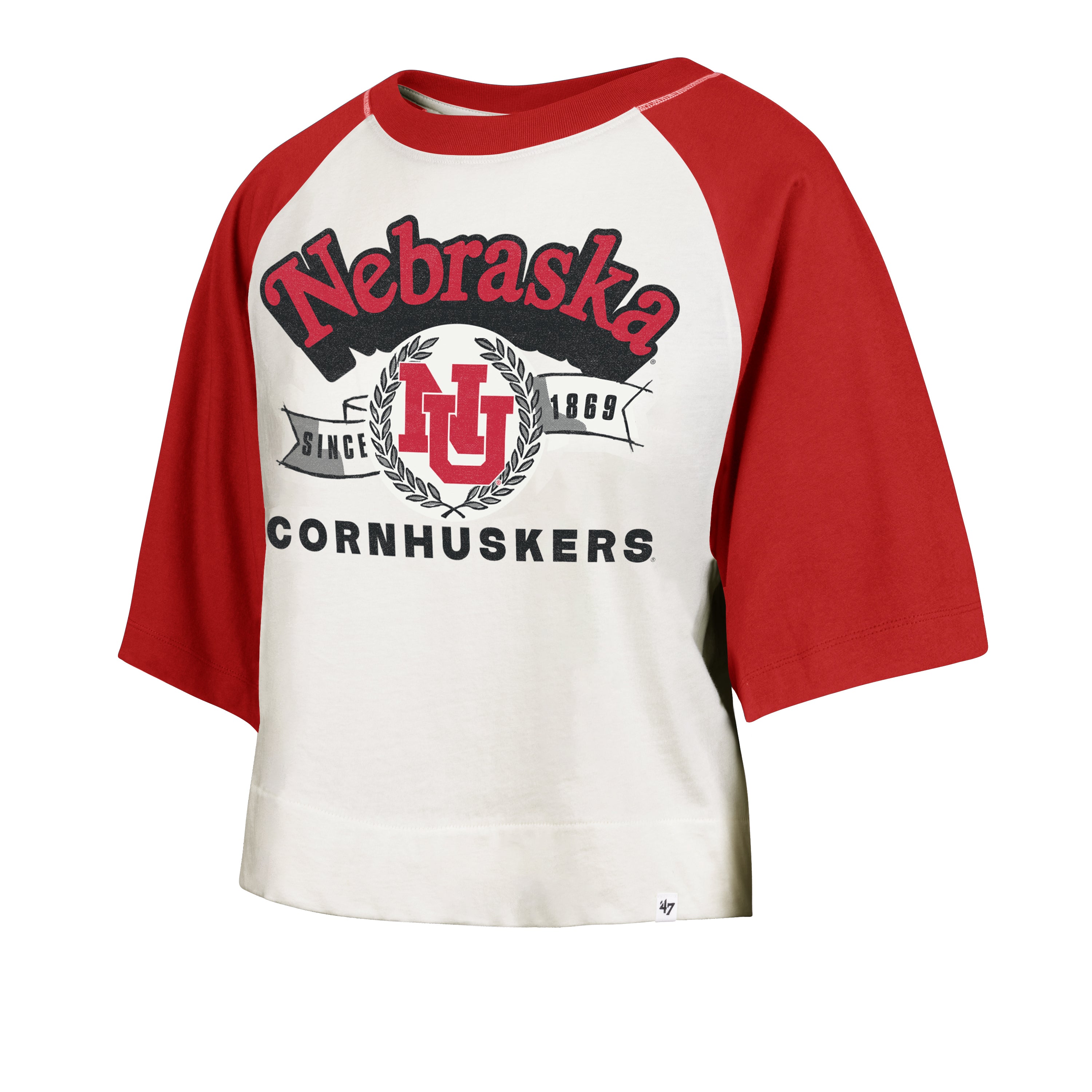Vintage Sandstone Infield Shift Raglan Cropped Tee - Nebraska Cornhuskers