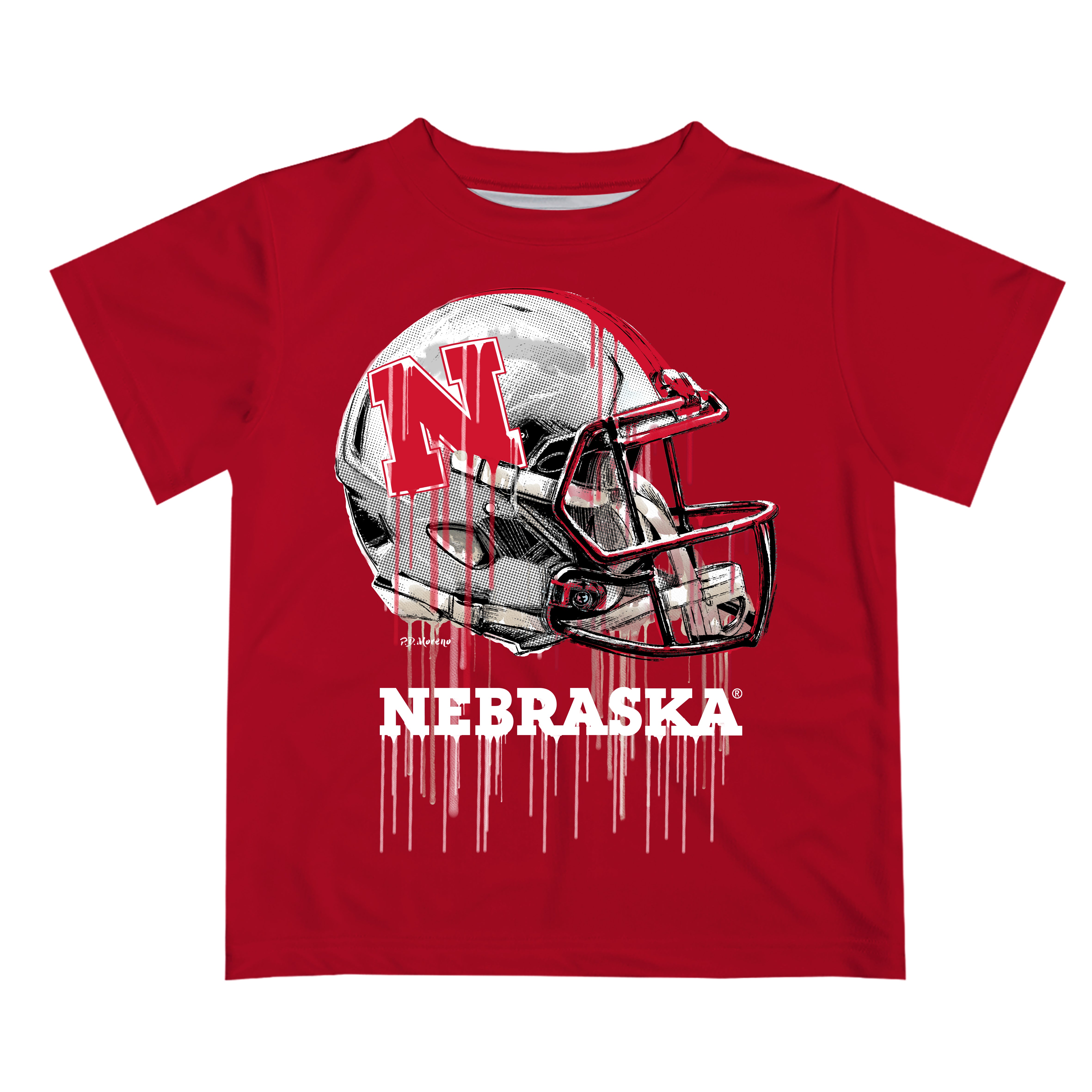 Cardinal Toddler Football Drip Design T-Shirt - Nebraska Cornhuskers
