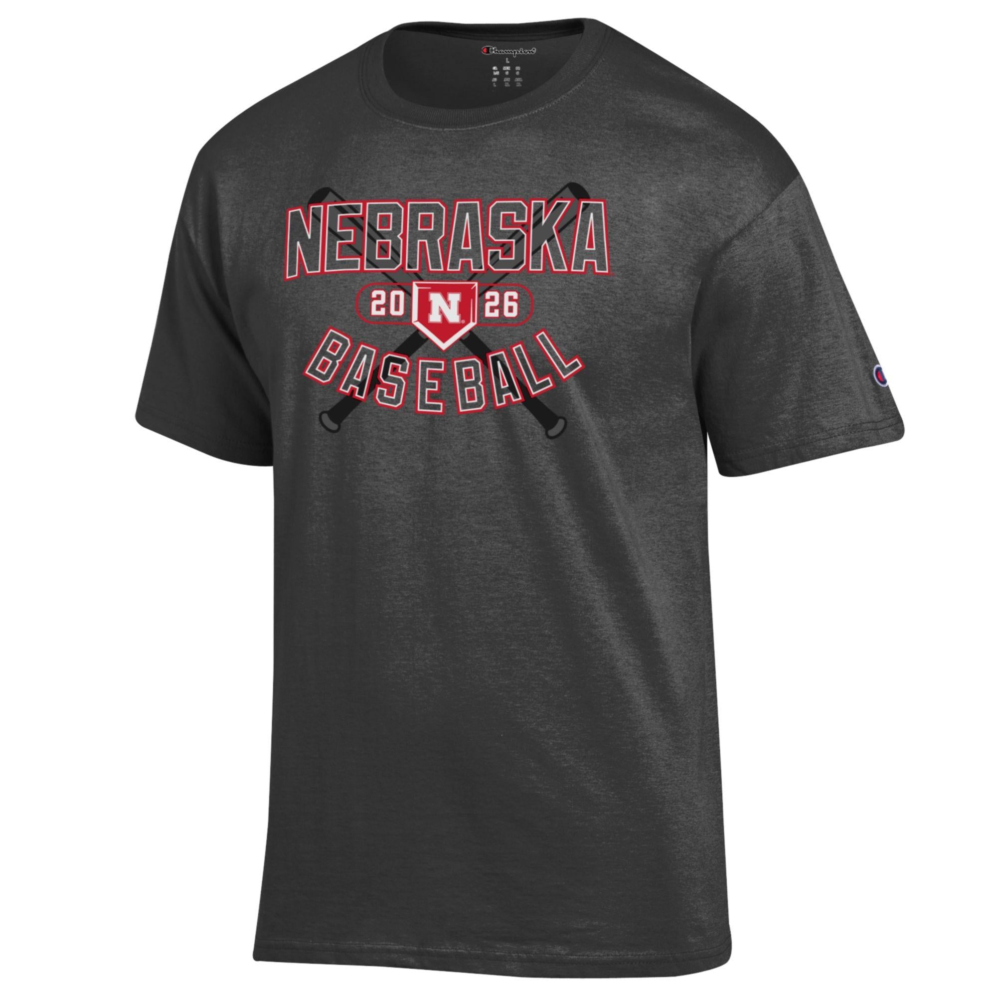 Charcoal Nebraska 2026 Baseball Tee - Nebraska Cornhuskers