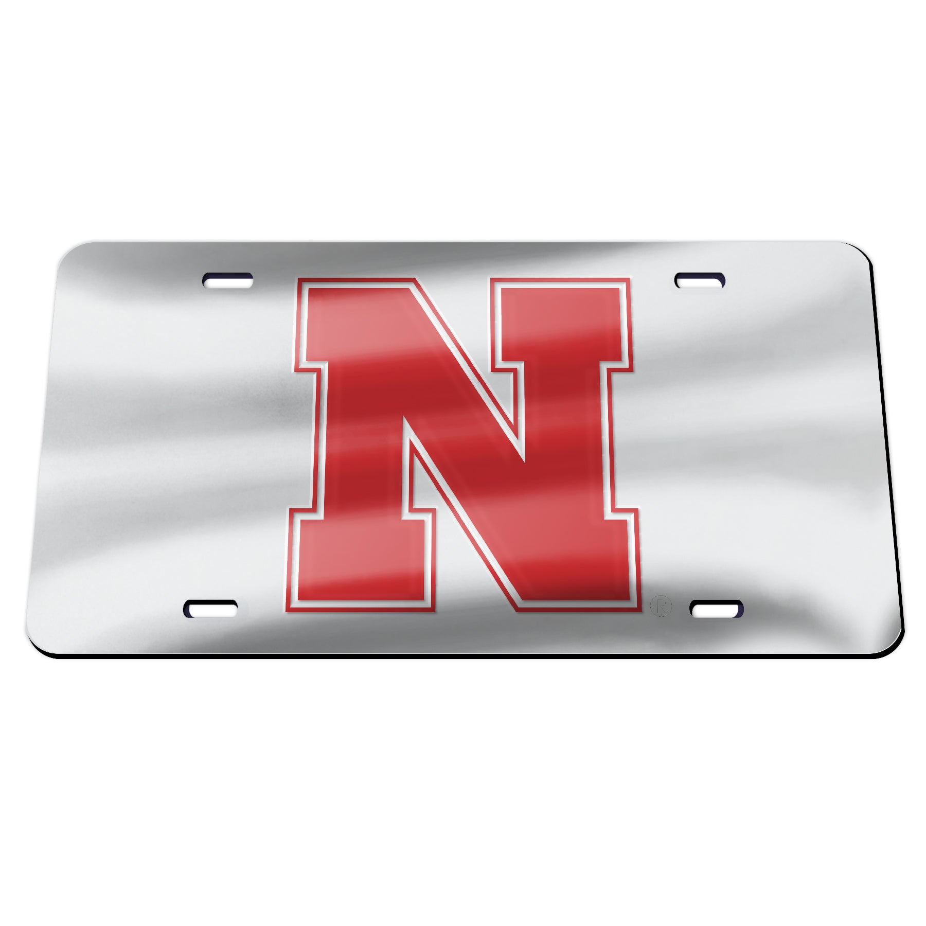 Chrome Block N Specialty Acrylic License Plate  - Nebraska Cornhuskers
