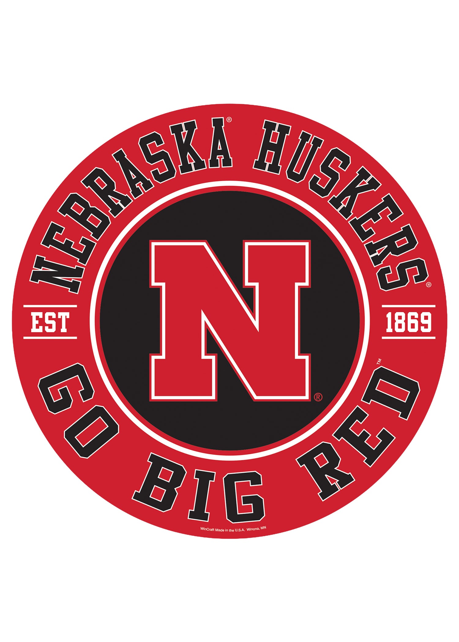 Cornhuskers Circular Wooden 14in Wall Sign  - Nebraska Cornhuskers