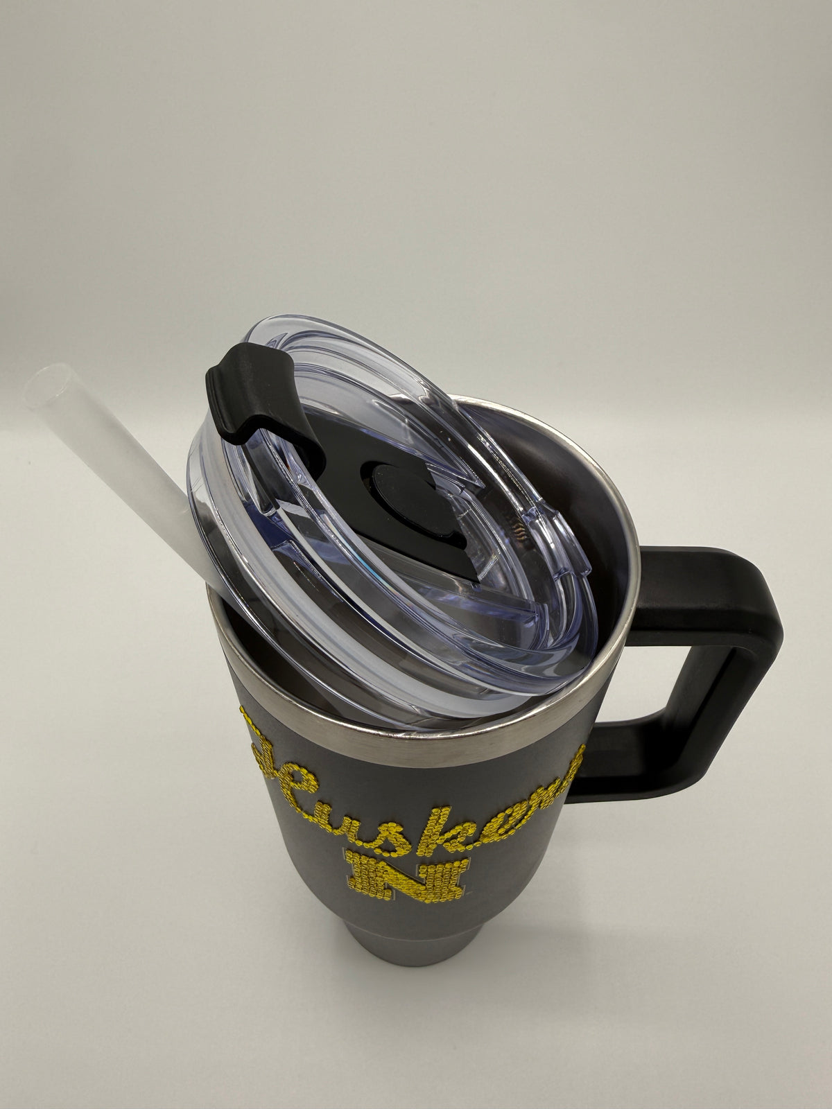 Gold and Black Bling Handled Tumbler - Nebraska Cornhuskers