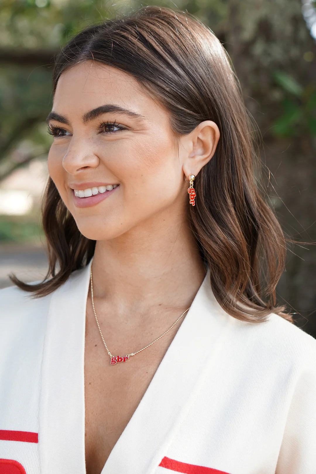 Nebraska Huskers Slogan Earrings in Red/Shiny Gold