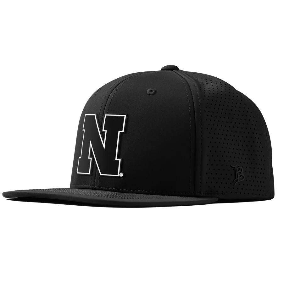 Branded Bills Blackout Hat, Flat Bill, Snapback - Nebraska Cornhuskers