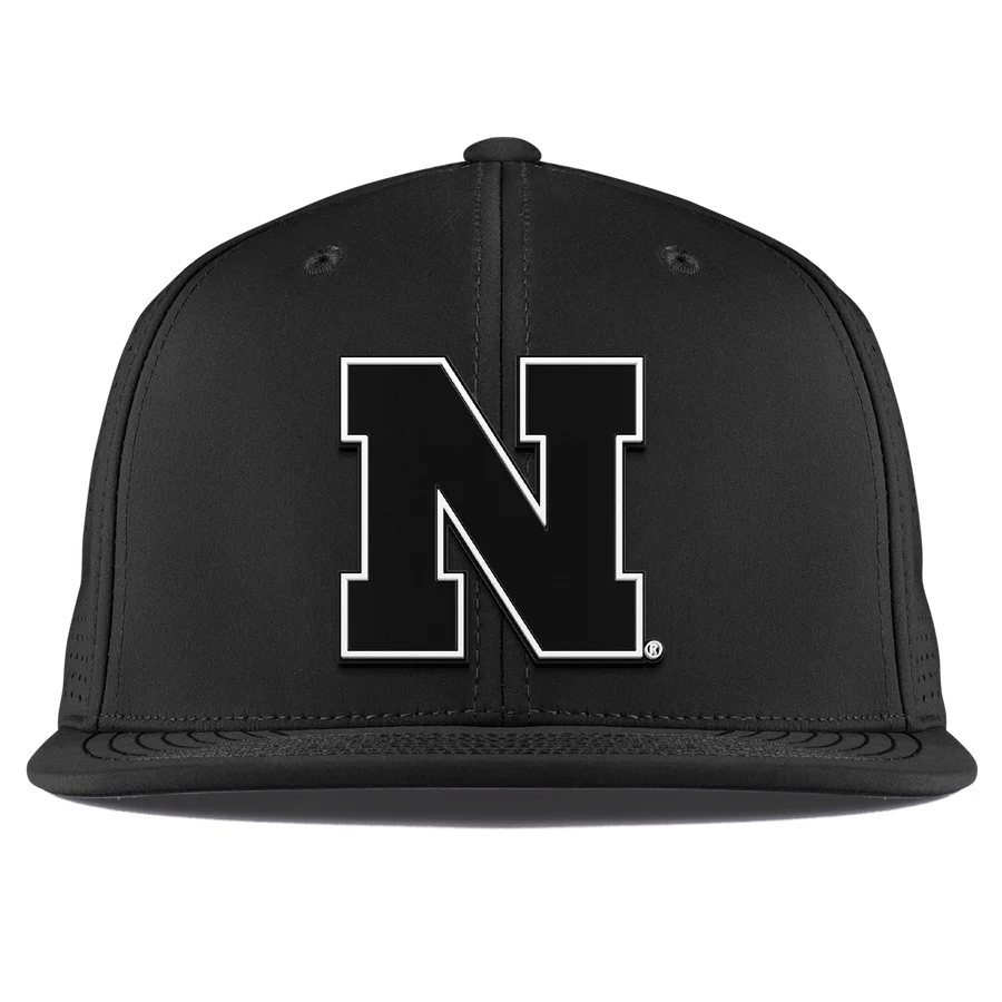 Branded Bills Blackout Hat, Flat Bill, Snapback - Nebraska Cornhuskers