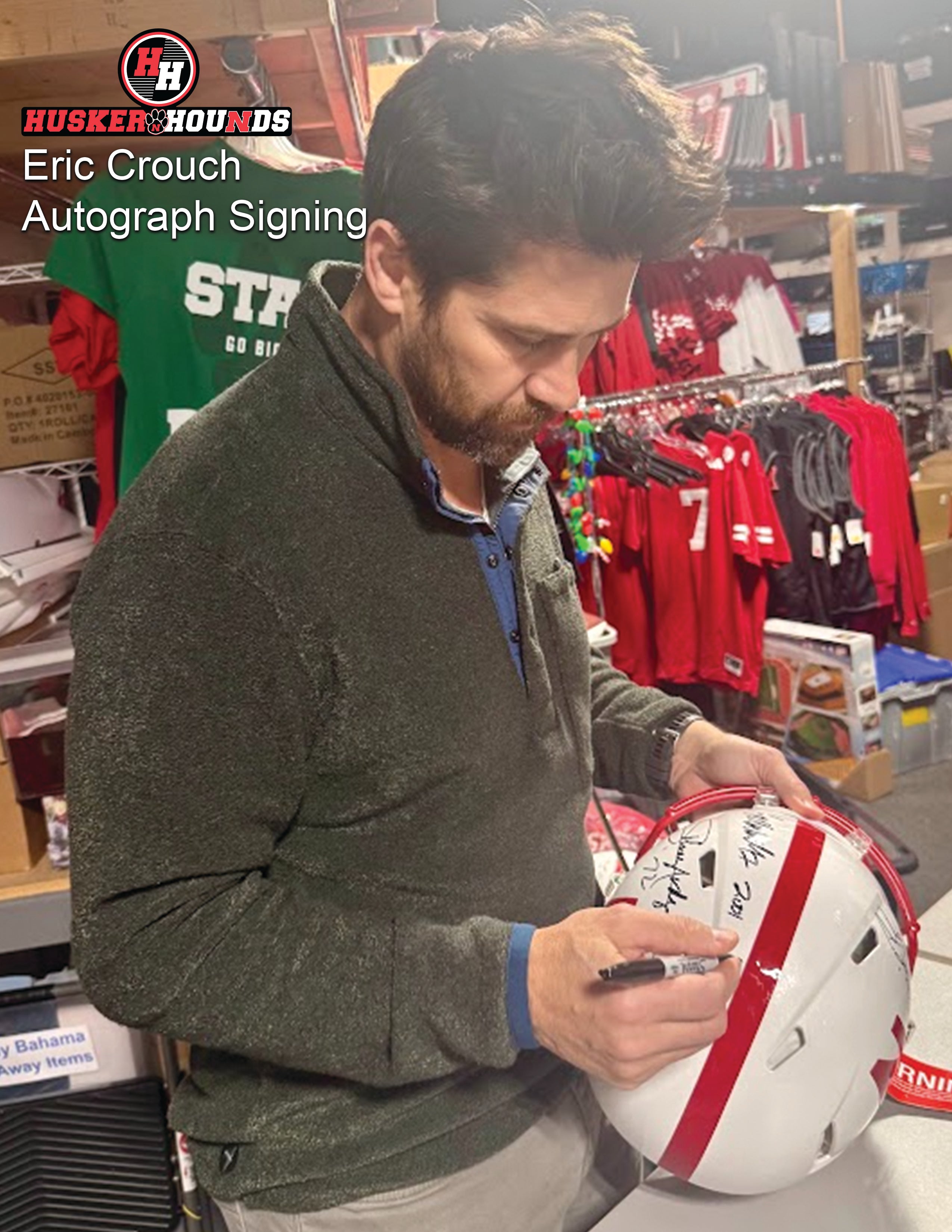 Eric Crouch and Mike Rozier Signed Autographed Full Sized Red Authentic Riddell Helmet (Speed Flex Special) - Nebraska Cornhuskers