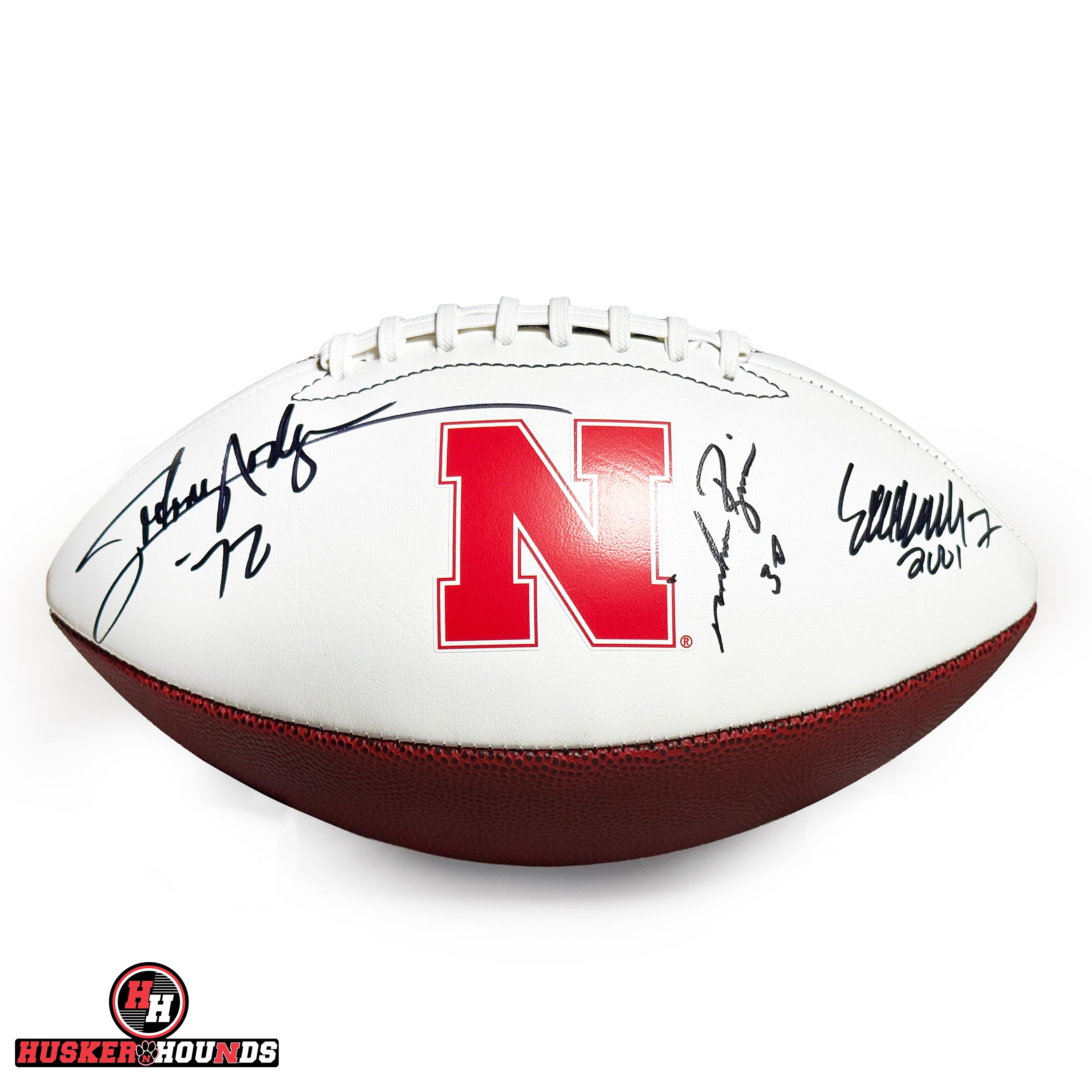 Eric Crouch, Mike Rozier, Johnny Rodgers Signed Autographed Football - Nebraska Cornhuskers