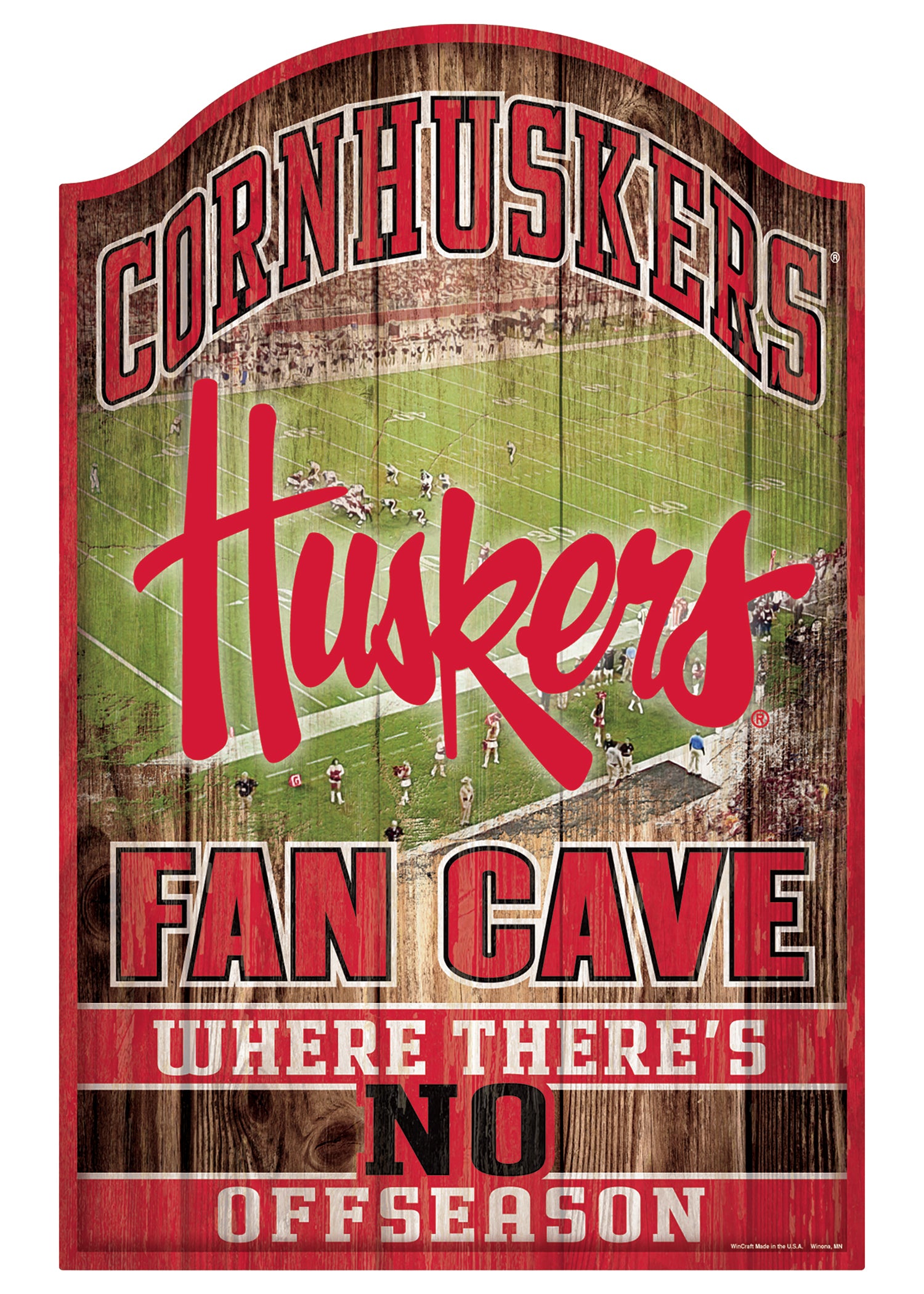 Fan Cave No Off Season Wooden 17in Wall Sign  - Nebraska Cornhuskers