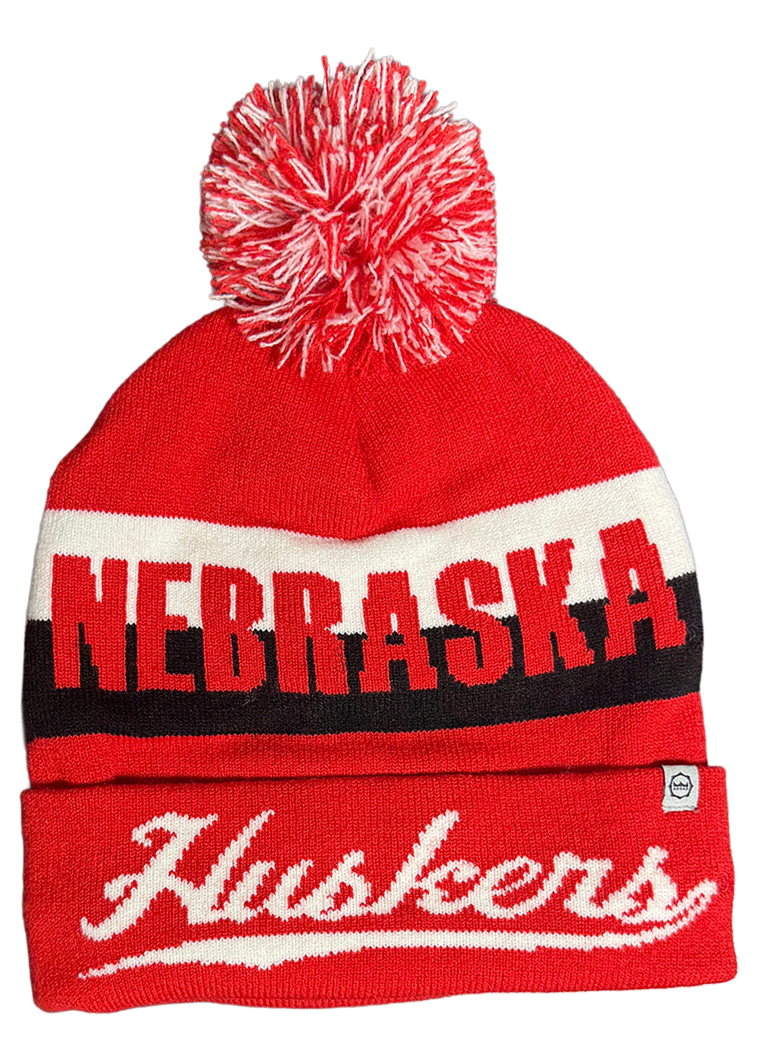 Jaq Script Cuff Beanie Pom