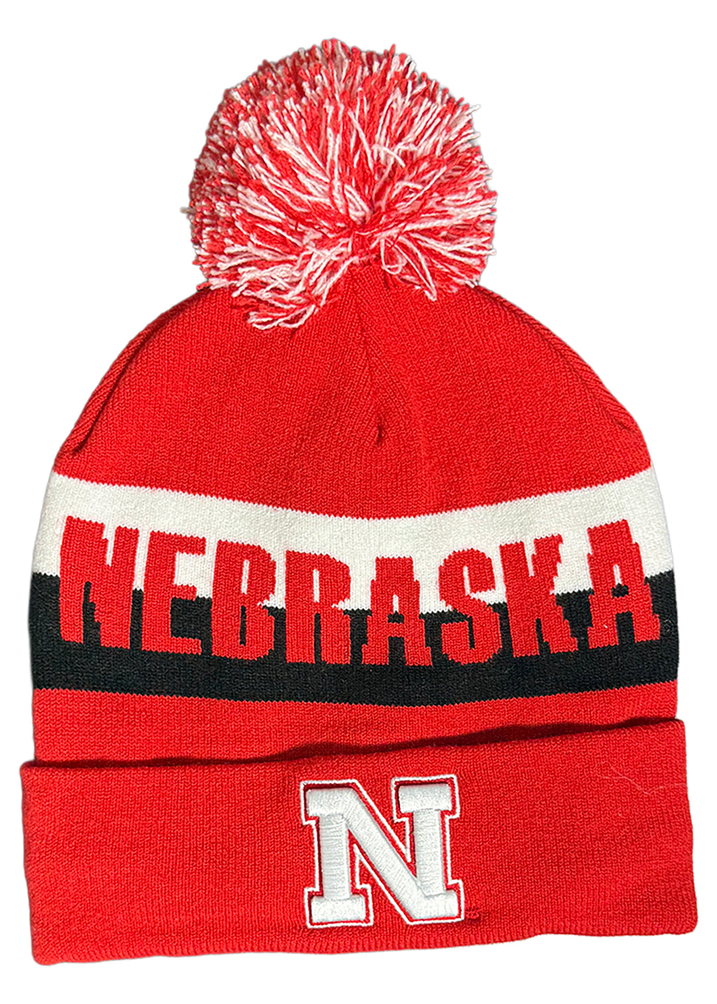 Jaq Script Cuff Beanie Pom