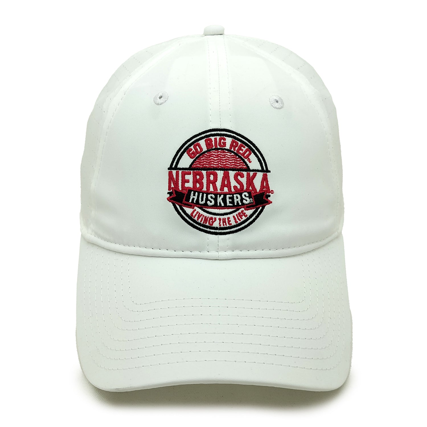 GameChanger Perforated Ladies White Hat, Curved Bill, Strapback - Nebraska Cornhuskers