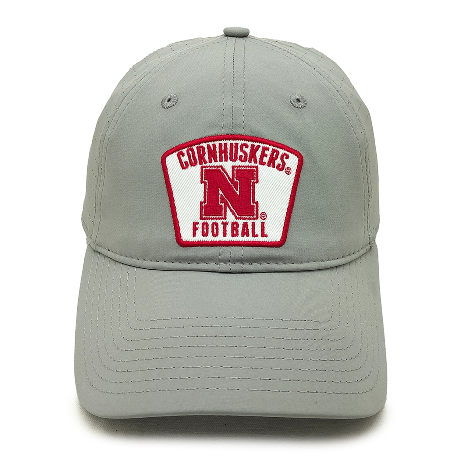 GameChanger Perforated in Grey Hat, Curved Bill, Strapback - Nebraska Cornhuskers