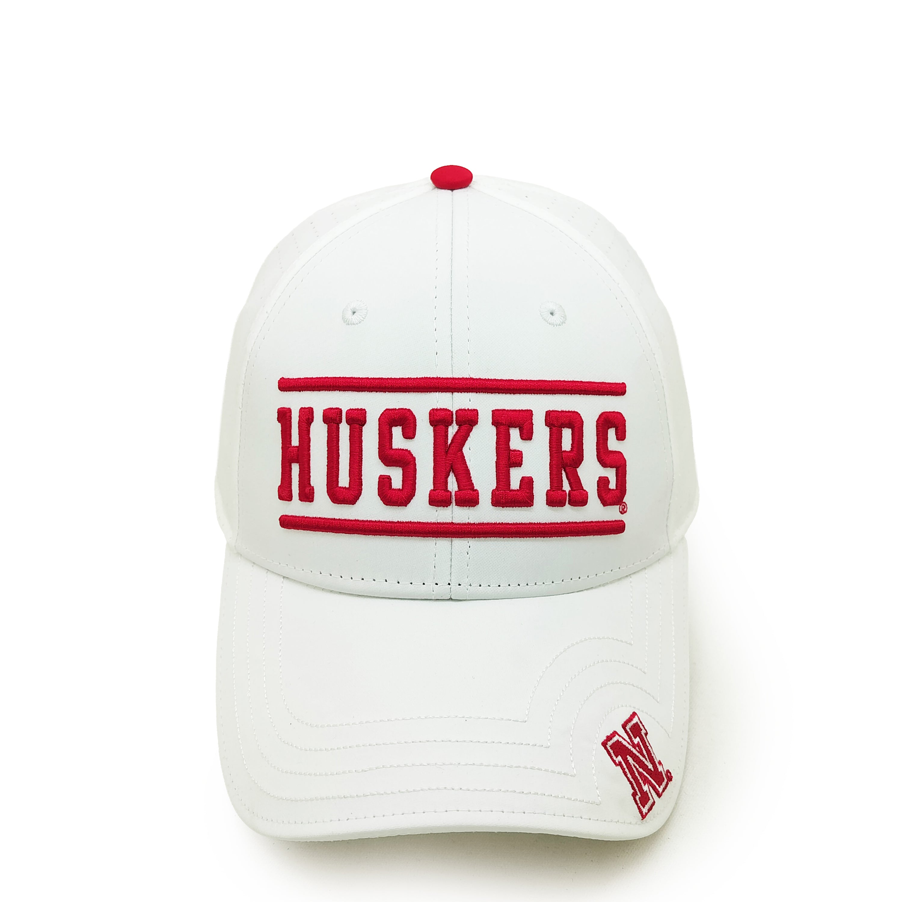 GameChanger Perforated in White Hat, Curved Bill, Strapback - Nebraska Cornhuskers
