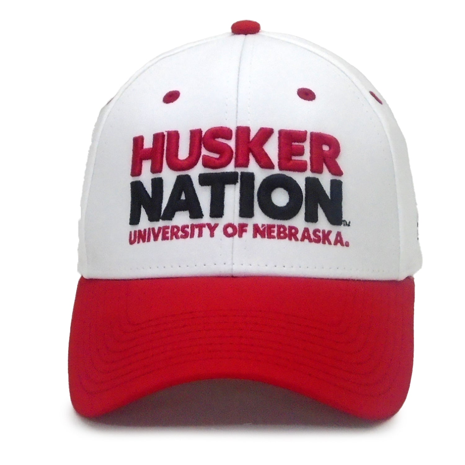 GameChanger Performance Fabric in White Stretch-Fit Hat, Curved Bill - Nebraska Cornhuskers