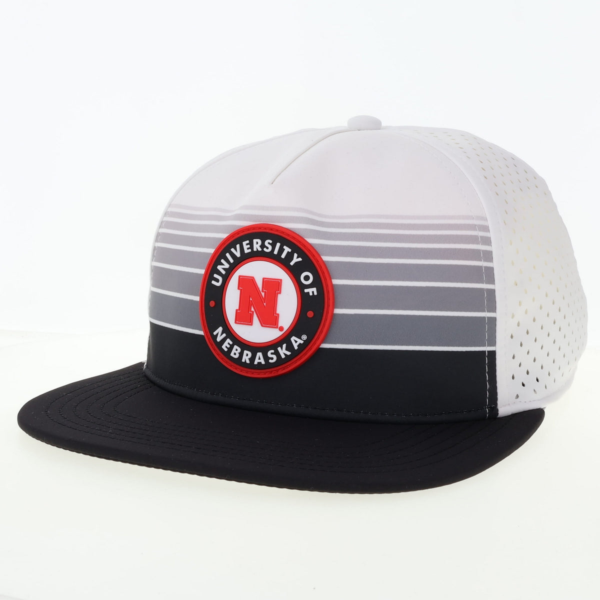 Gameday Stripes and Patch Hat, Flat Bill, Snapback - Nebraska Cornhuskers