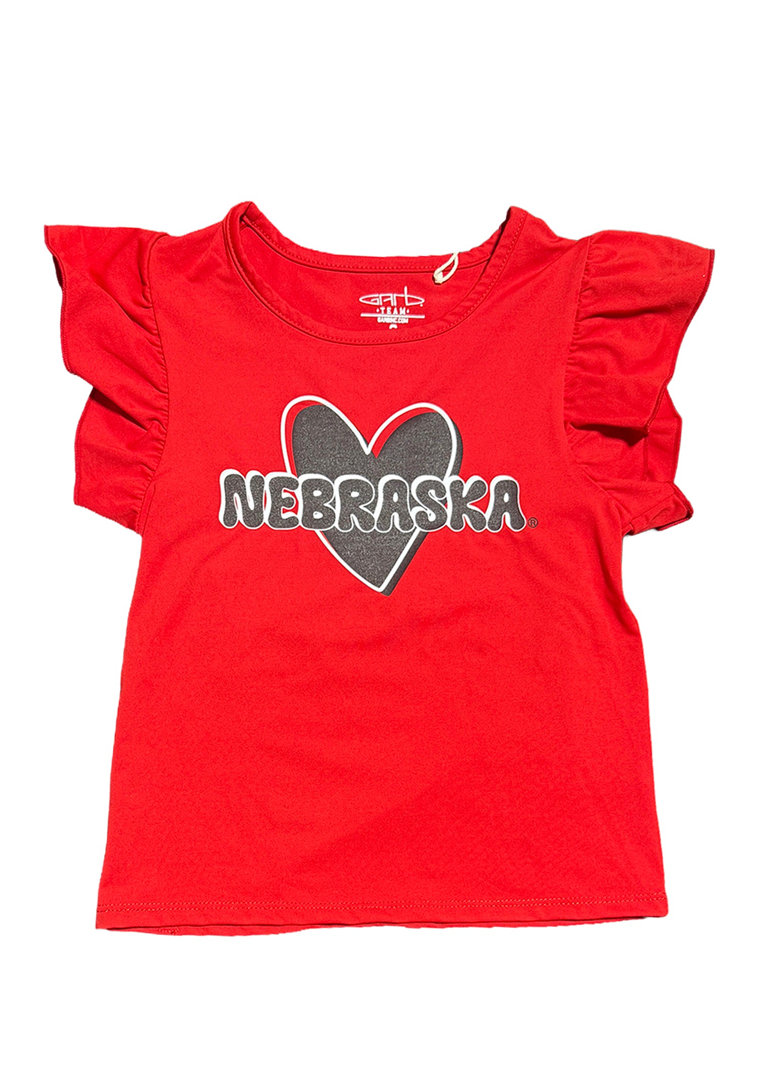 Girl's Youth Red Flutter Top Nebraska Cornhuskers