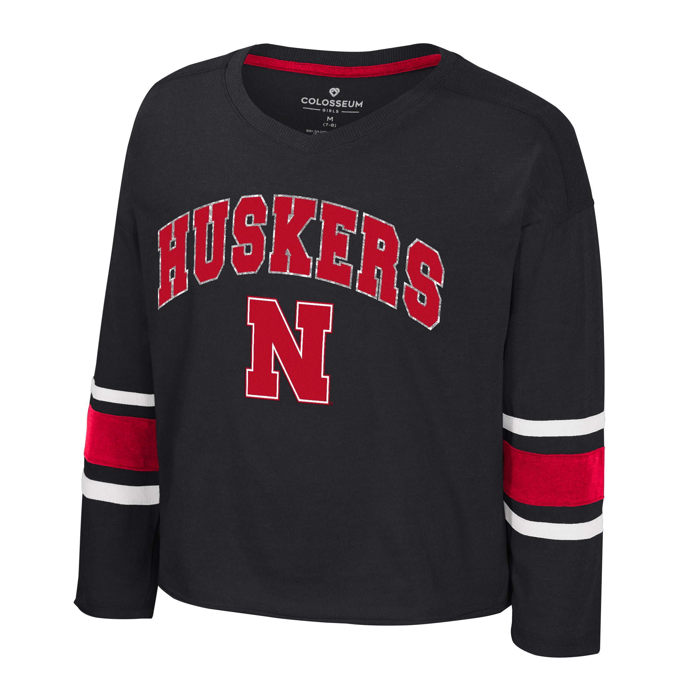 Girls Fire! Long Sleeve Tee in Black - Nebraska Cornhuskers