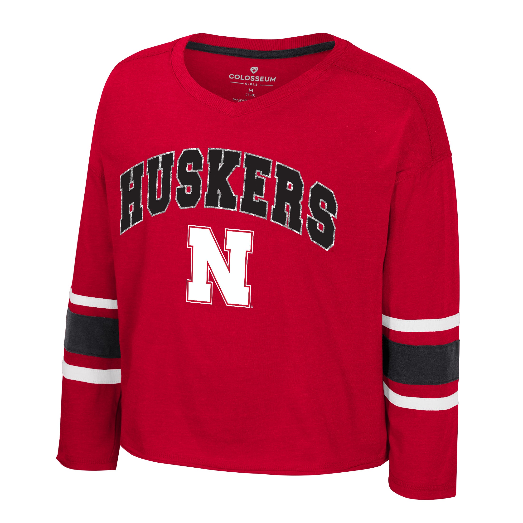Girls Fire! Long Sleeve Tee in Red - Nebraska Cornhuskers