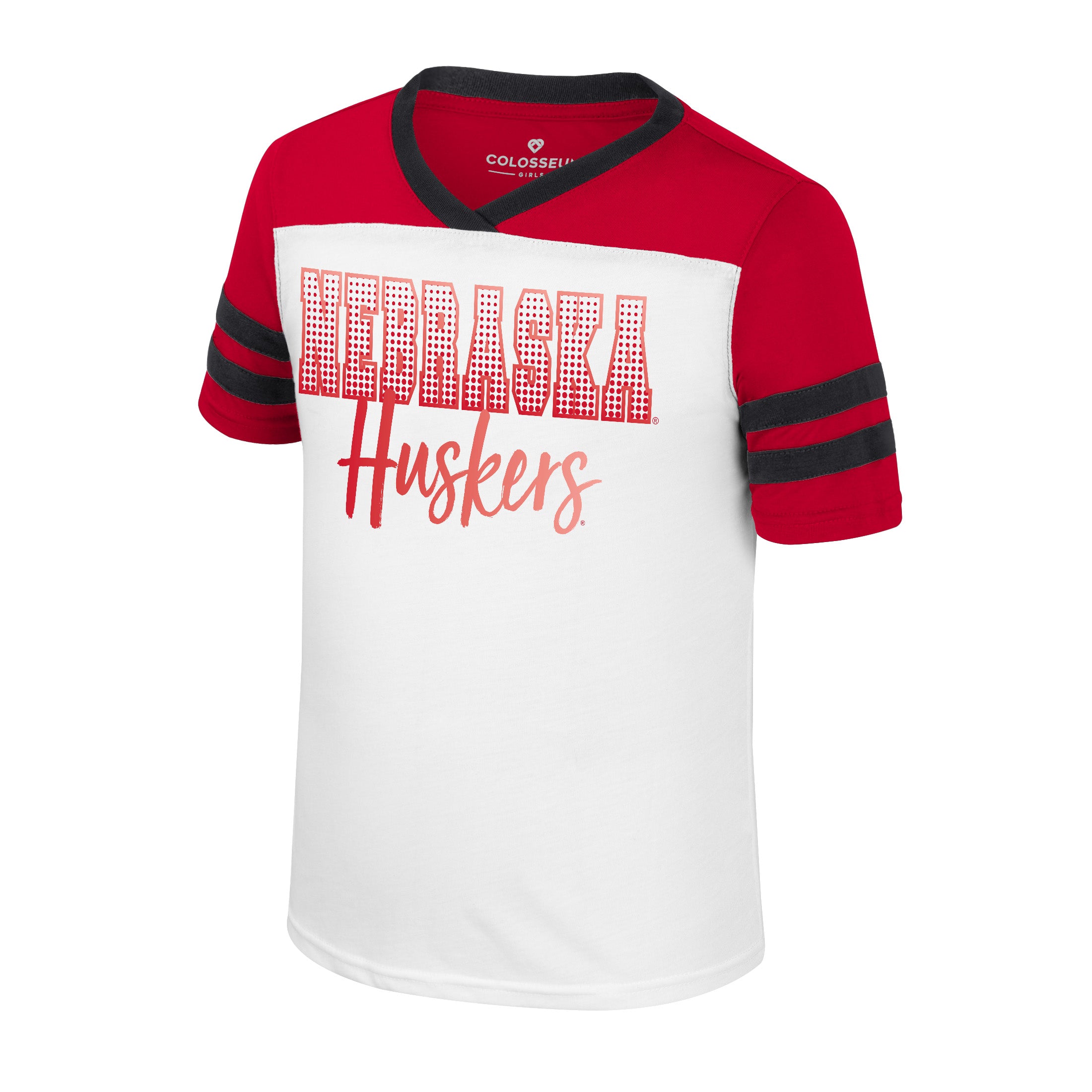 Girls Missy Short Sleeve Tee in White - Nebraska Cornhuskers