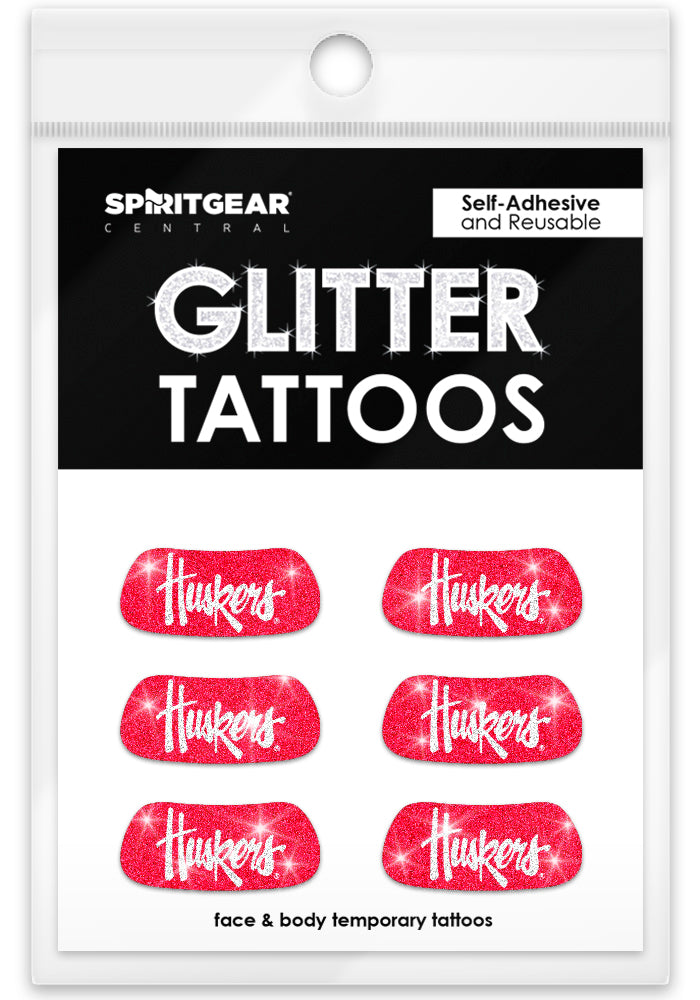 Glitter Eye Blacks 3 Pack, Script Huskers - Nebraska Cornhuskers