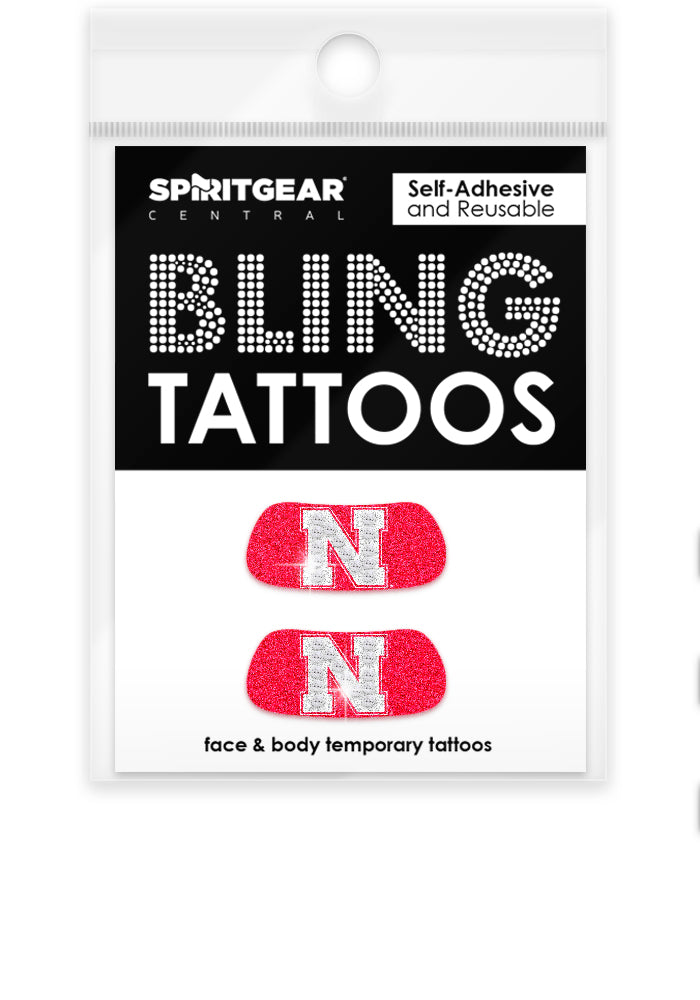 Glitter Eye Blacks Single Pack, Red with White N - Nebraska Cornhuskers