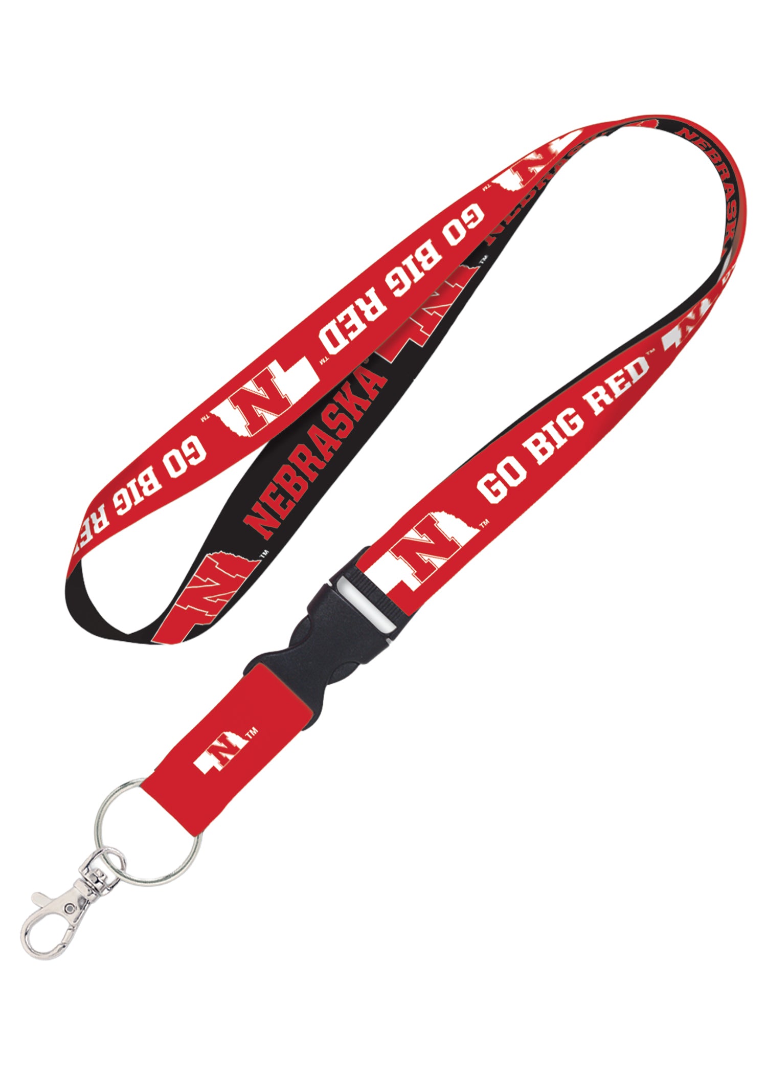Go Big Red State Detachable Buckle Lanyard  - Nebraska Cornhuskers