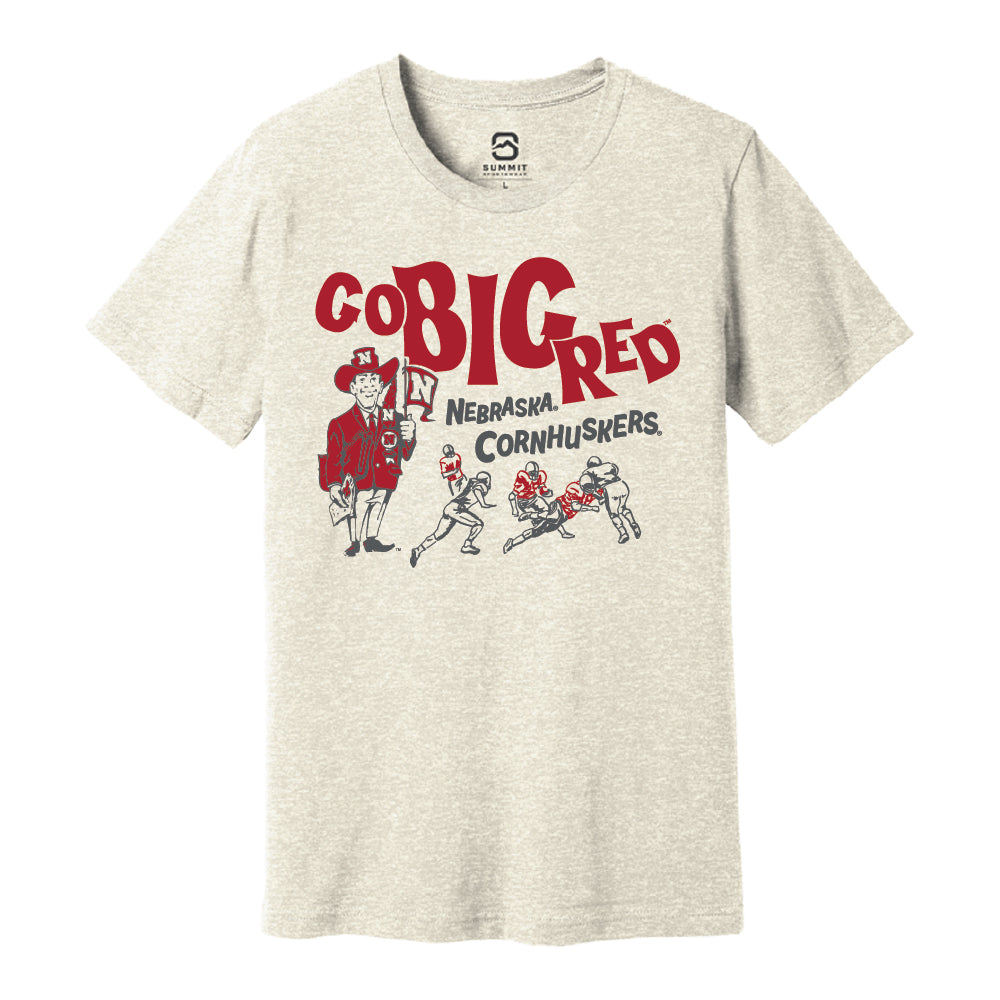 Go Big Red Vintage Mascots Heather Natural Tee - Nebraska Cornhuskers